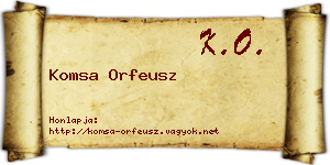 Komsa Orfeusz névjegykártya